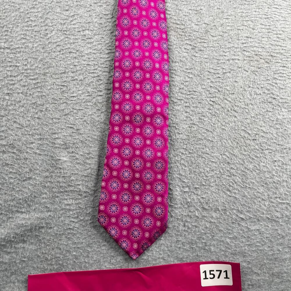 IKE BEHAR Neiman Marcus Necktie Silk Pink Geometric Tie